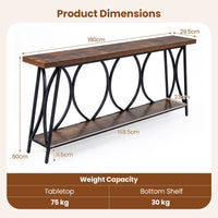 Long Console Table with 2-Tier Storage and Heavy-Duty Metal Frame for Living Room