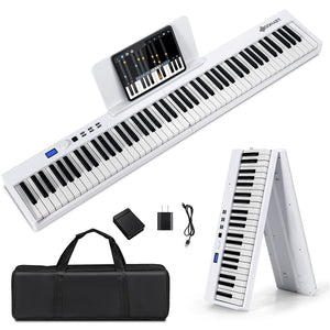 88-Key Foldable Digital Piano with MIDI & Wireless BT & Bag