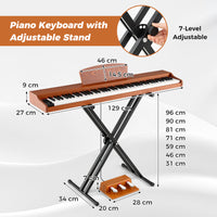88-Key Keyboard Piano Set, Full Size Semi-weighted Digital Piano with Adjustable Stand