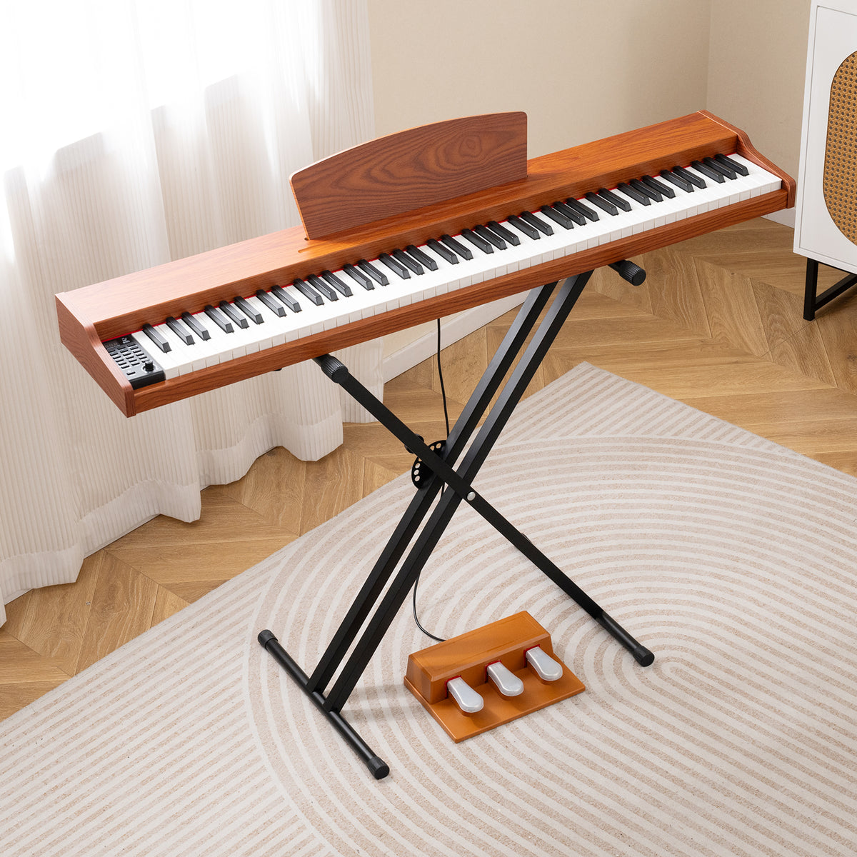 88-Key Keyboard Piano Set, Full Size Semi-weighted Digital Piano with Adjustable Stand