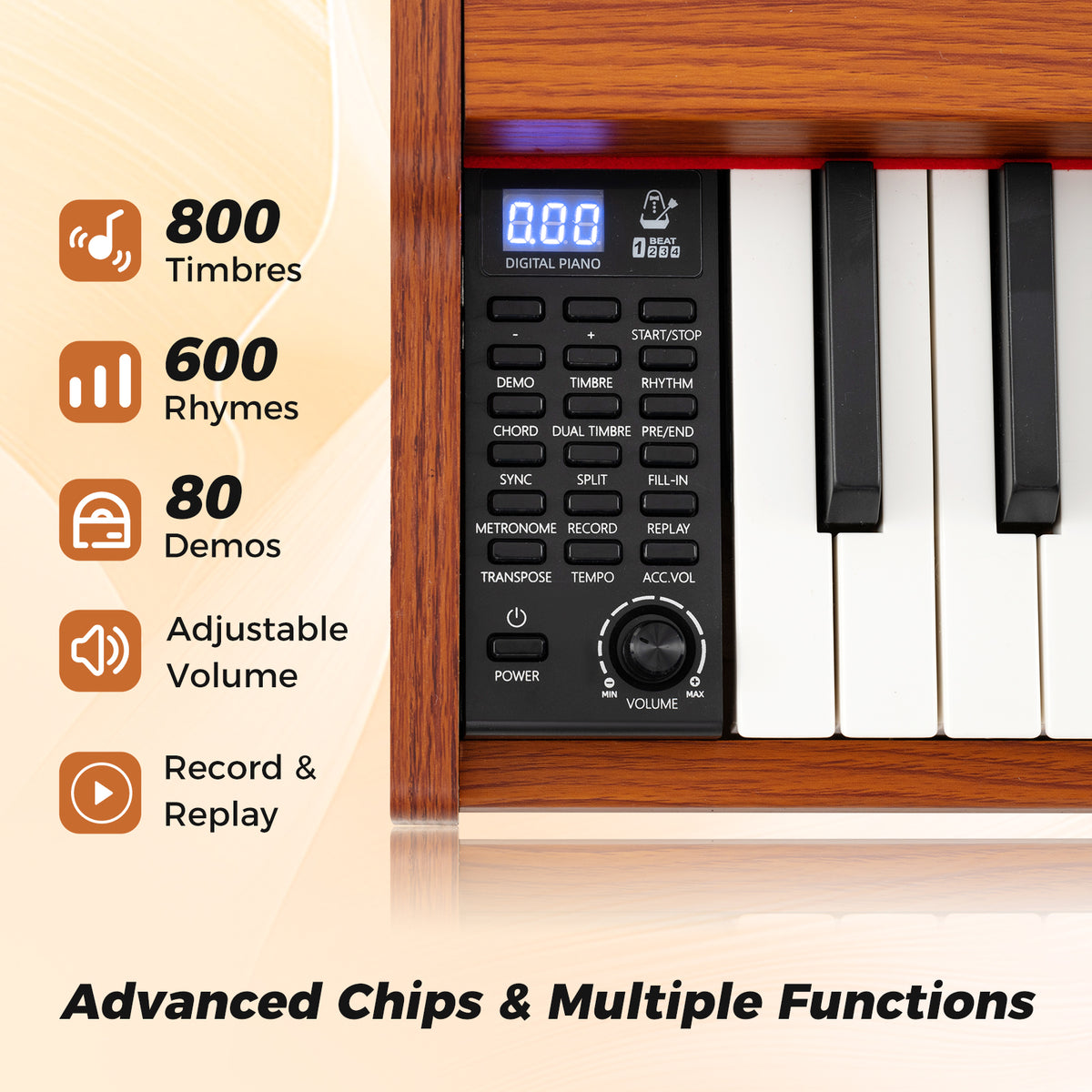 88-Key Keyboard Piano Set, Full Size Semi-weighted Digital Piano with Adjustable Stand