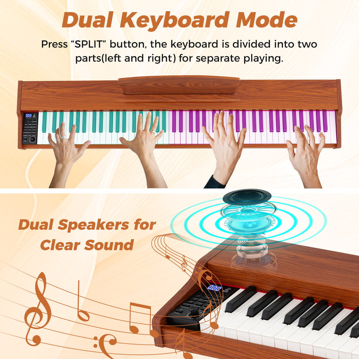 88-Key Keyboard Piano Set, Full Size Semi-weighted Digital Piano with Adjustable Stand