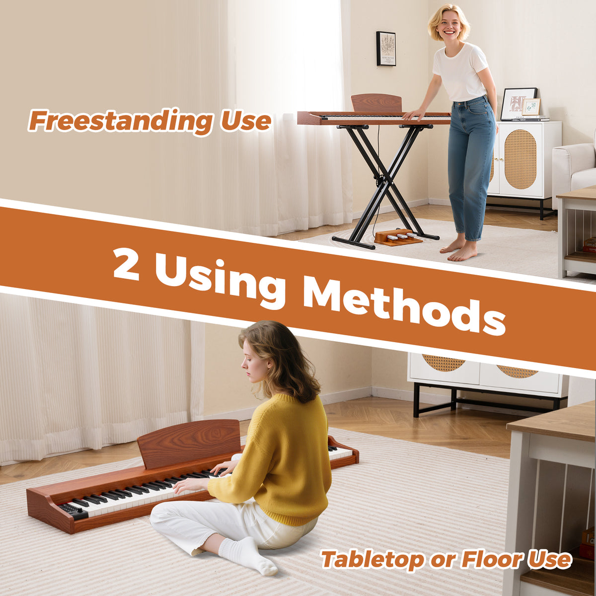 88-Key Keyboard Piano Set, Full Size Semi-weighted Digital Piano with Adjustable Stand