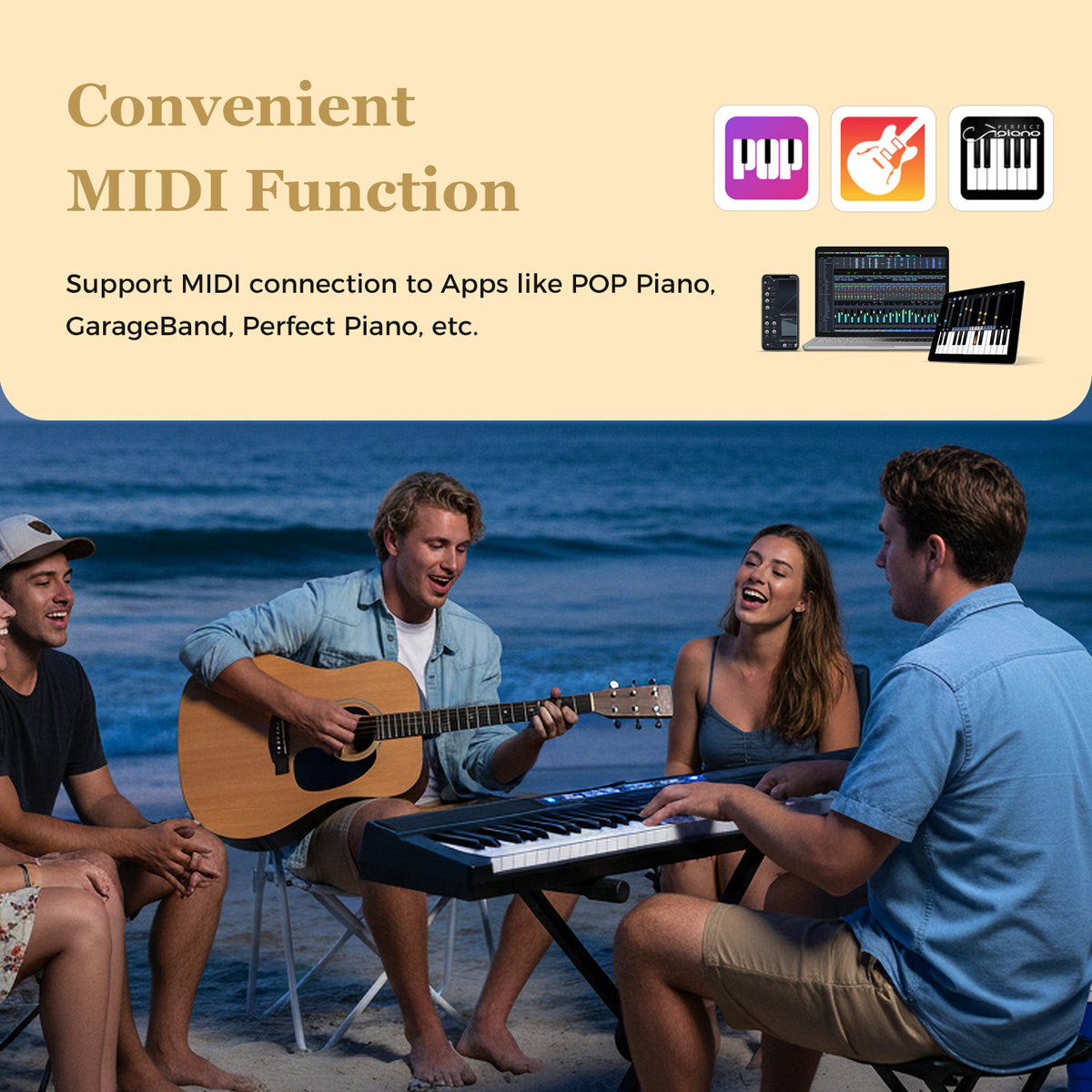 88-Key Electric Piano Keyboard, Digital Piano w/Adjustable Stand & Stool