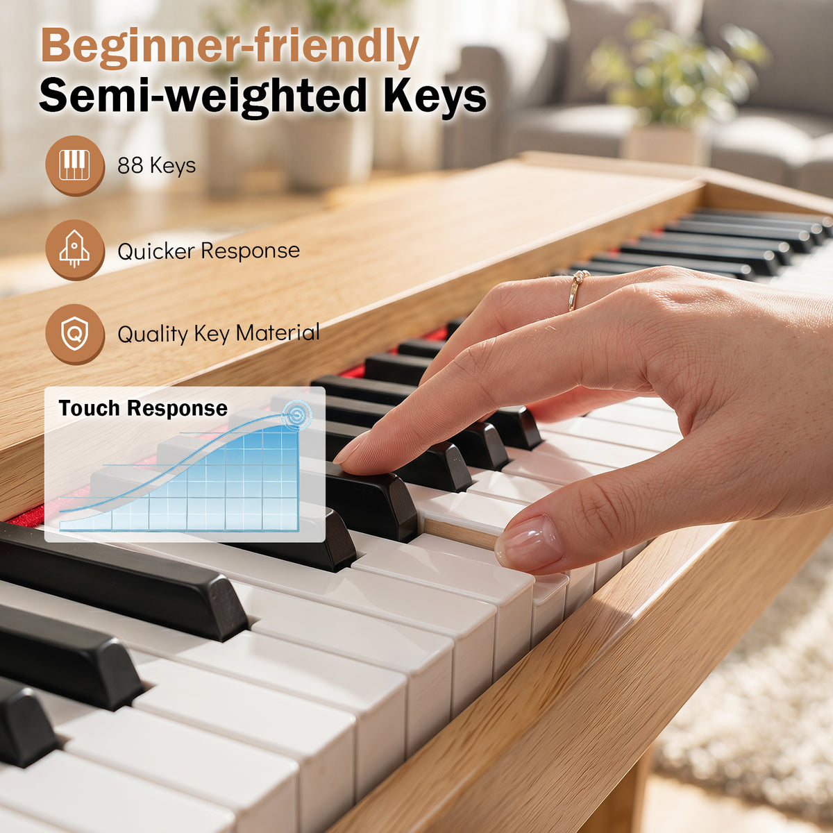 Electric Piano for Beginners with 800 Tones 600 Rhythms and USB MIDI