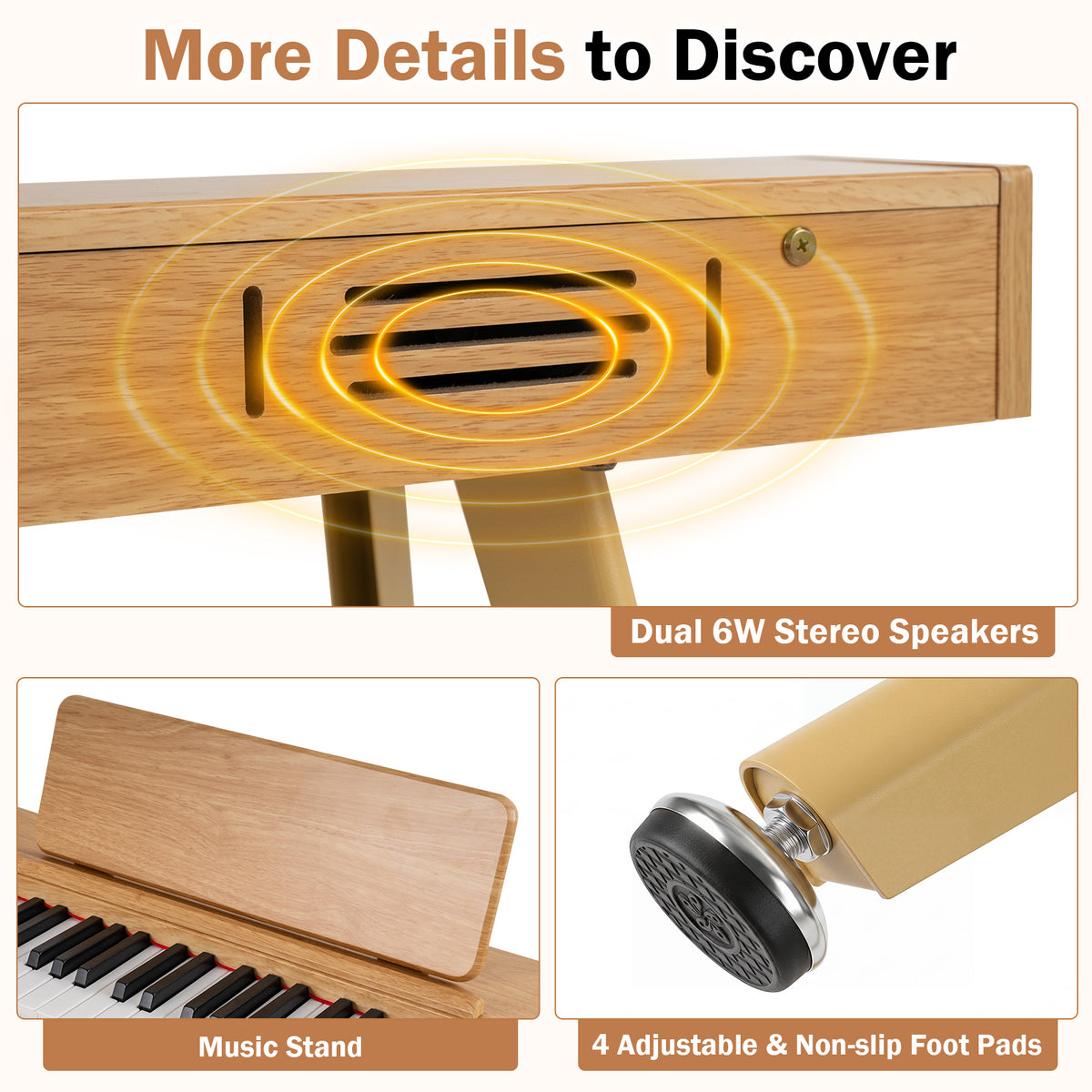Electric Piano for Beginners with 800 Tones 600 Rhythms and USB MIDI