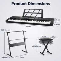 61 Key Keyboard Piano for Beginners w/ Stand, Stool, Lighted Keys