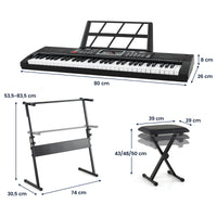 61 Key Keyboard Piano for Beginners w/ Stand, Stool, Lighted Keys