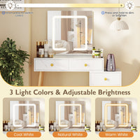 Makeup Vanity Set with 3 Lighting Modes and Adjustable Brightness