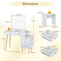 Makeup Vanity Set with 3 Lighting Modes and Adjustable Brightness