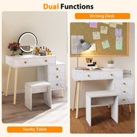 Makeup Vanity Set with Removable Mirror and Faux Marble Finish