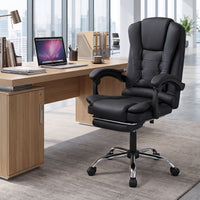 Massage Office Chair with Footrest Swivel Seat and Adjustable Reclining Backrest