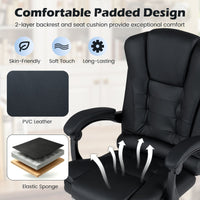 Massage Office Chair with Footrest Swivel Seat and Adjustable Reclining Backrest