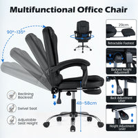 Massage Office Chair with Footrest Swivel Seat and Adjustable Reclining Backrest
