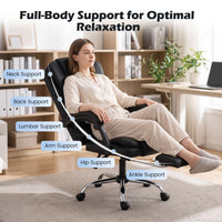 Massage Office Chair with Footrest Swivel Seat and Adjustable Reclining Backrest