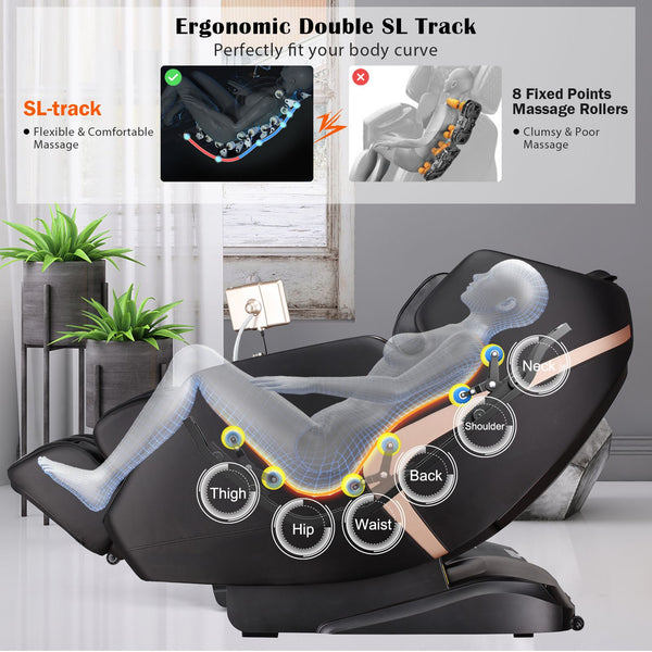 Full Body 3D Massage Recliner Chair with Double SL Track and 12 Auto Modes