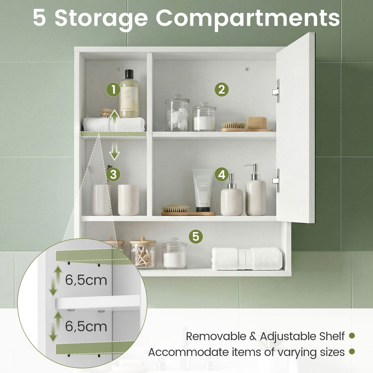 Medicine Cabinet with Mirror and Removable Adjustable Shelf for Bathroom