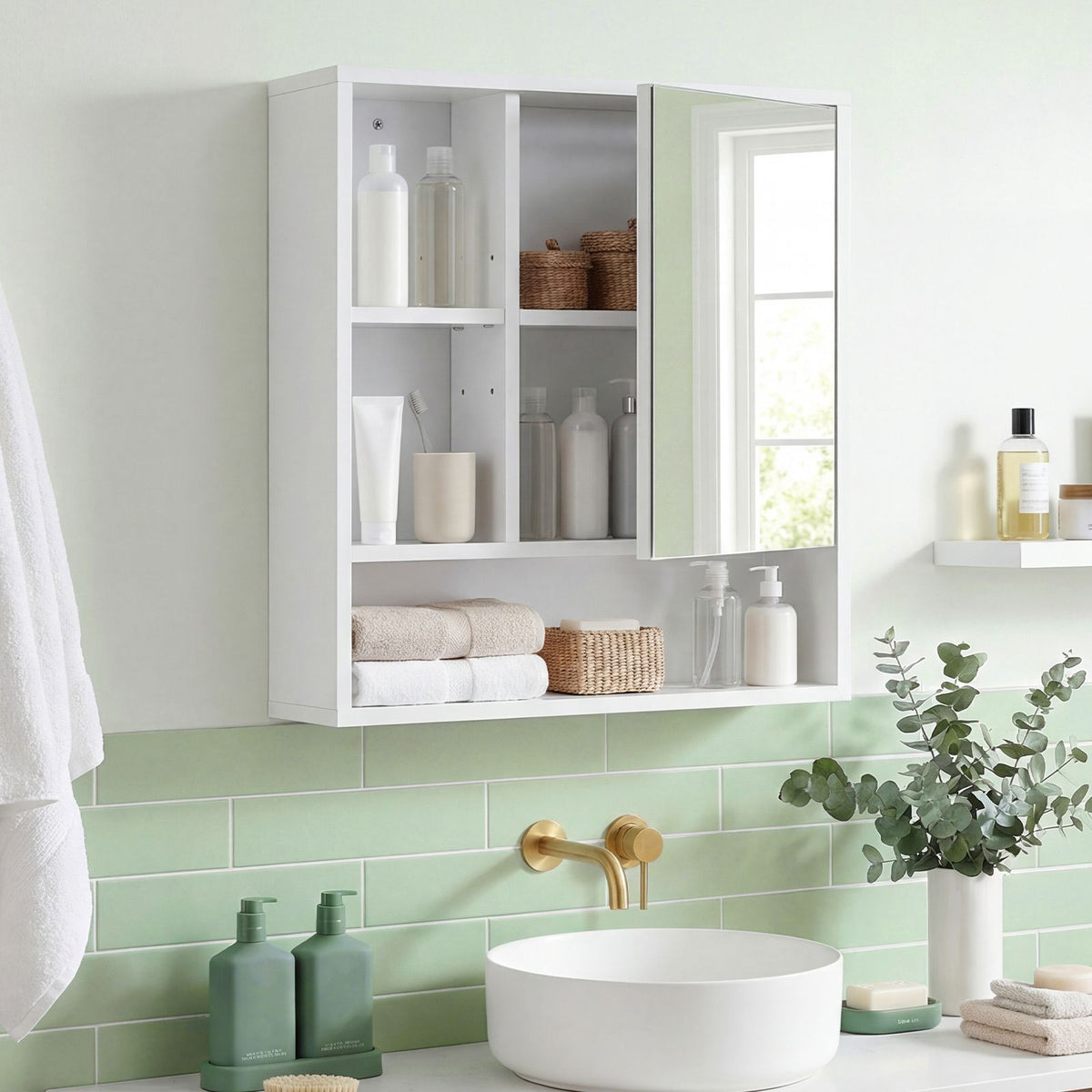Medicine Cabinet with Mirror and Removable Adjustable Shelf for Bathroom