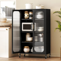1/2-Door Metal Storage Cabinet with Semi-Transparent Doors