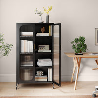 1/2-Door Metal Storage Cabinet with Semi-Transparent Doors