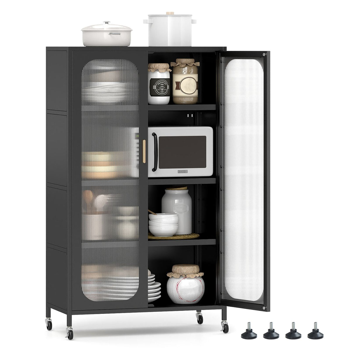 1/2-Door Metal Storage Cabinet with Semi-Transparent Doors