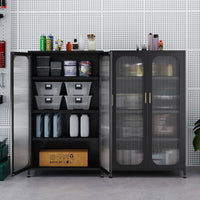 1/2-Door Metal Storage Cabinet with Semi-Transparent Doors