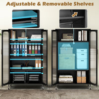 1/2-Door Metal Storage Cabinet with Semi-Transparent Doors