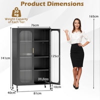 1/2-Door Metal Storage Cabinet with Semi-Transparent Doors