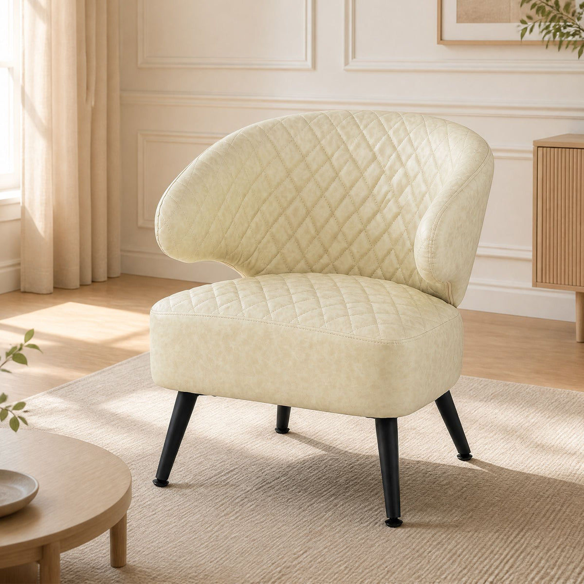 Mid Century Modern Accent Chair with PU Leather Upholstered Armchair