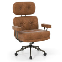 Mid Century Modern Suede Fabric Home Office Chair with Adjustable Back