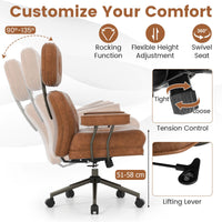 Mid Century Modern Suede Fabric Home Office Chair with Adjustable Back