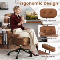 Mid Century Modern Suede Fabric Home Office Chair with Adjustable Back