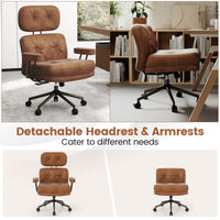 Mid Century Modern Suede Fabric Home Office Chair with Adjustable Back