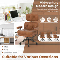 Mid Century Modern Suede Fabric Home Office Chair with Adjustable Back