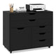 Giantex 5-Drawer Chest with Door, Mobile Chest of Drawers with 5 Casters