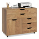 Giantex 5-Drawer Chest with Door, Mobile Chest of Drawers with 5 Casters