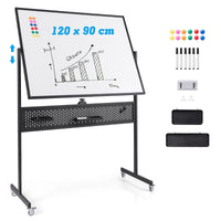 Mobile Whiteboard 120x90cm Large Magnetic with Stand for Home Office