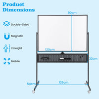 Mobile Whiteboard 120x90cm Large Magnetic with Stand for Home Office