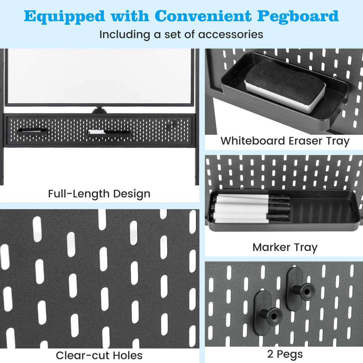 Mobile Whiteboard 120x90cm Large Magnetic with Stand for Home Office