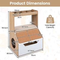 Modern Cat Litter Box Enclosure 3-in-1 Hidden Cat House Cabinet with 4 Cubbies