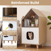 Modern Cat Litter Box Enclosure 3-in-1 Hidden Cat House Cabinet with Shelf