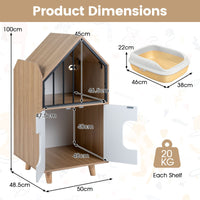 Modern Cat Litter Box Enclosure 3-in-1 Hidden Cat House Cabinet with Shelf