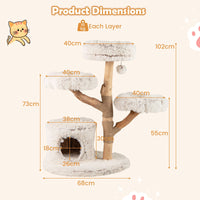 Modern Cat Tower with Natural Jute Scratching Post and Dangling Ball