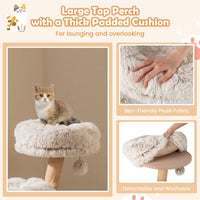 Modern Cat Tower with Natural Jute Scratching Post and Dangling Ball
