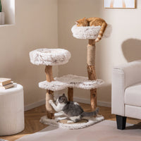 Modern Cat Tree Tower 101cm with Luxury Real Wood Natural Branch