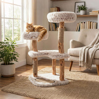 Modern Cat Tree Tower 101cm with Luxury Real Wood Natural Branch