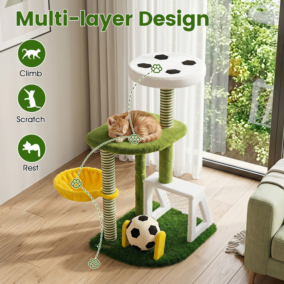 Modern Cat Tree with Multi-level for Indoor Kittens