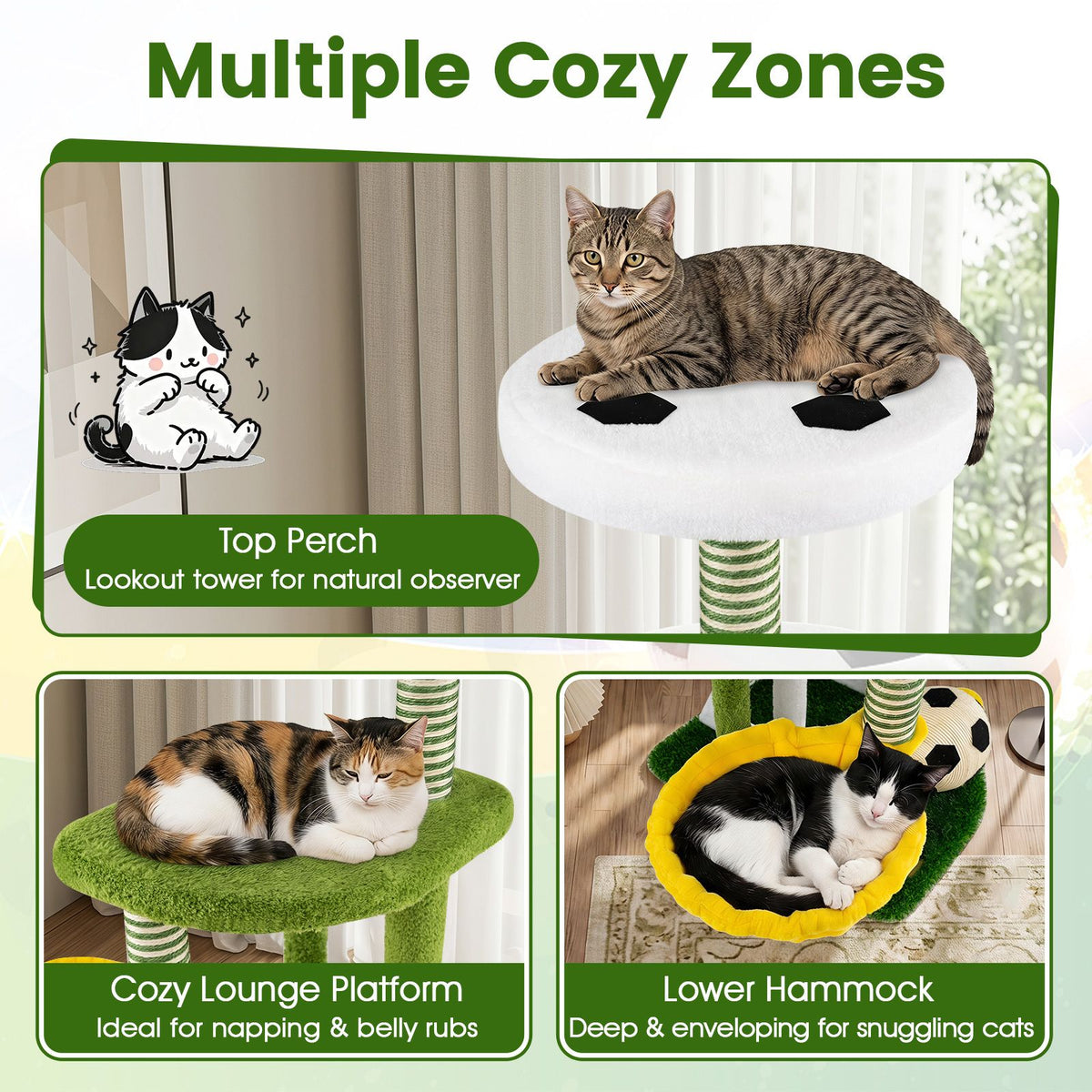 Modern Cat Tree with Multi-level for Indoor Kittens