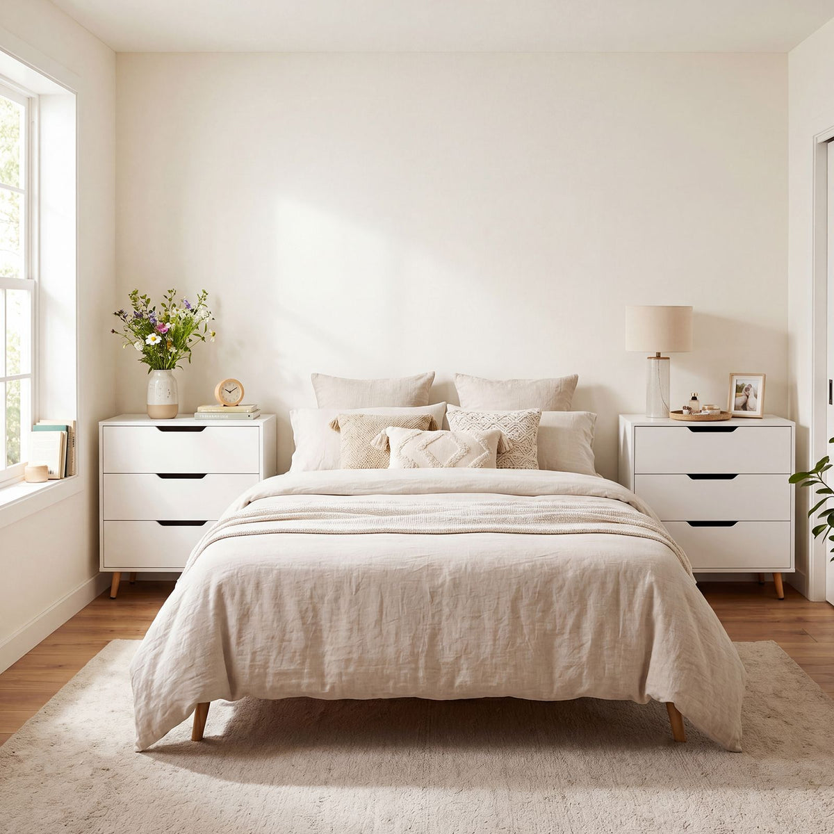 Modern 3 Drawer Dresser with Metal Legs and Anti Tipping Cutout Handles