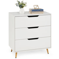 Modern 3 Drawer Dresser with Metal Legs and Anti Tipping Cutout Handles